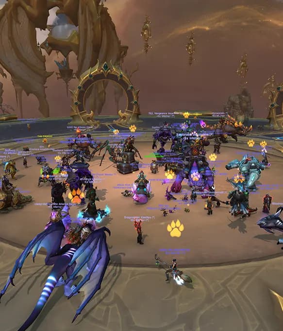 Ex Inferno community members grouping up for Mythic+ team night