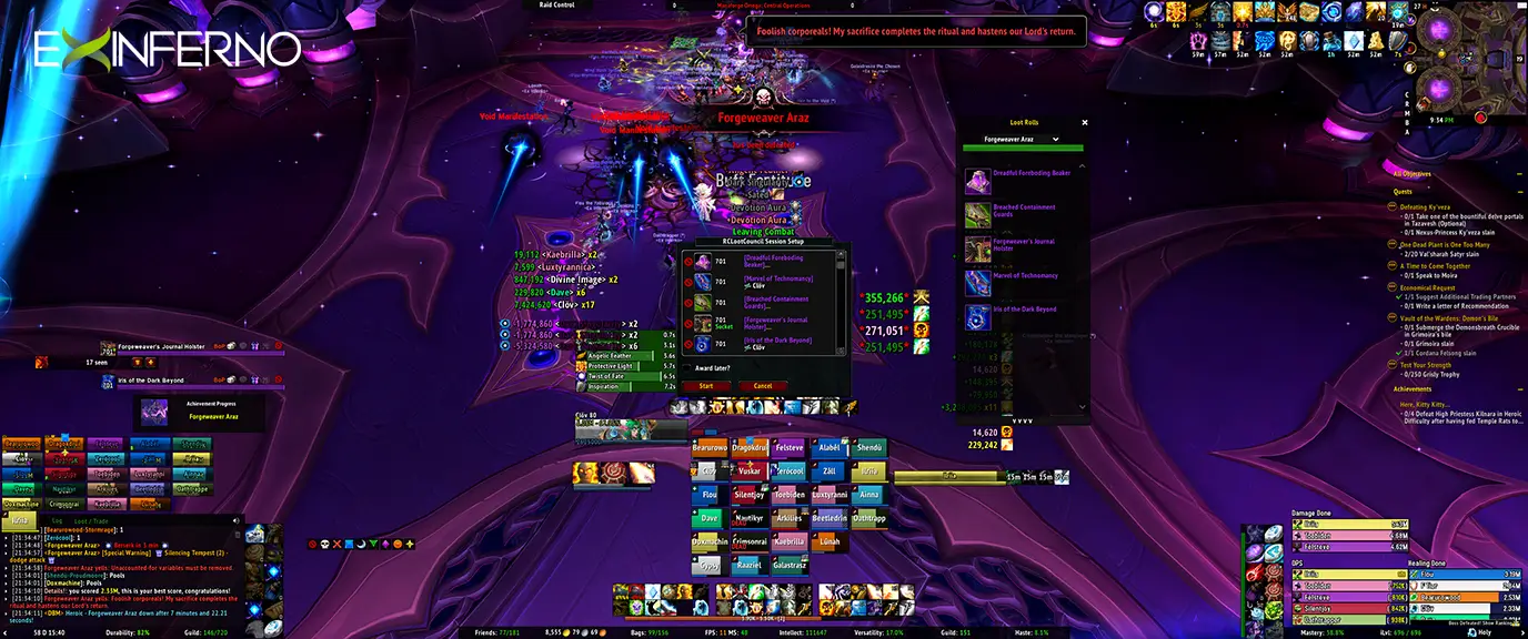 Heroic Forgeweaver Araz first kill by Team Purple World of Warcraft AOTC raid team