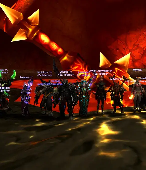 Team Purple members running a level 30 Molten Core event